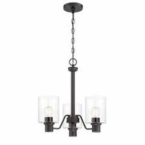 lot 19 image: Hampton Bay Castleford 3-Light Oil Rubbed Bronze Transitional Classic Chandelier for Dining Areas with No Bulbs Included   Customer Returns See Pictures