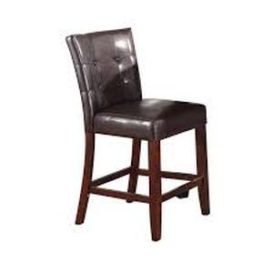 lot 29 image: Acme Furniture Britney Espresso and Walnut PU with Button Tufted Counter Height Chair (Set of 2)   Customer Returns See Pictures