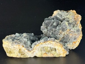 lot 22 image: A striking specimen of large blue fluorite perched atop a clear quartz crystal matrix.&nbsp1 lb 1.8 oz.  0.506 kg.
