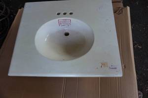 lot 15 image: Cultured Marble Bathroom Vanity Top Sink
