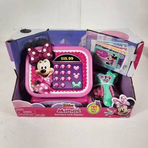 lot 25 image: New Disney Junior Minnie Bowtique Cash Register Scanner Play Coins & Money 1 Pretend Credit Card