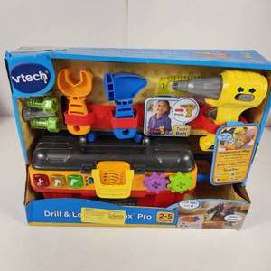 lot 32 image: New Vtech Toy Drill And Learn Toolbox Pro Tool Belt Music And More