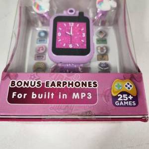 lot 61 image: iTech Jr. Kids Smartwatch Bonus Unicorn Earphones For Built In MP3 10 Audiobooks 25 Games Pink