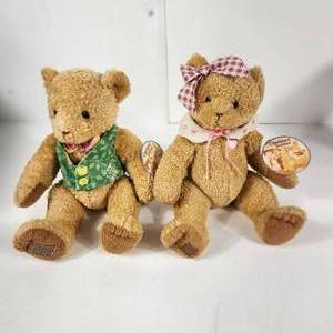 lot 68 image: Lot Of Two 10 Plush Cherished Teddies PinkGreen Excellent Condition