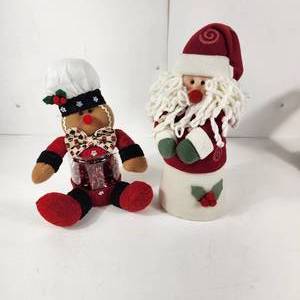 lot 79 image: Lot Of Two Christmas Decorations Gingerbread Man And Santa Great Condition