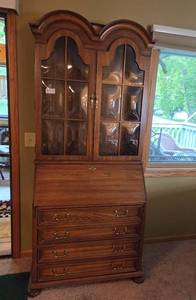 Antique Secretary Desk with Hutch and Glass Doors