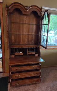 Antique Secretary Desk with Hutch and Glass Doors