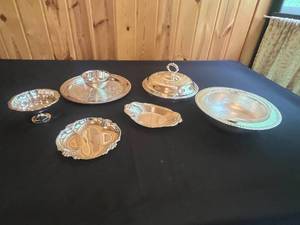 lot 12 image: Collection of Silver-Plated Serving Dishes Inc Wm. A. Rogers