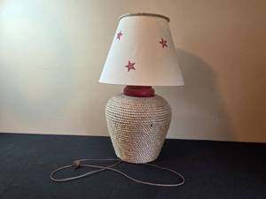 lot 20 image: Rustic Rope Table Lamp with Star Pattern Shade