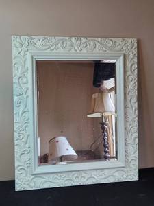 lot 23 image: Simply Shabby Chic Wall Mirror with Ornate White Frame