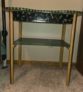 lot 41 image: Hand-Painted Accent Table with Drawer