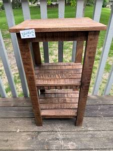 lot 55 image: Rustic Wood Side Table with Shelves