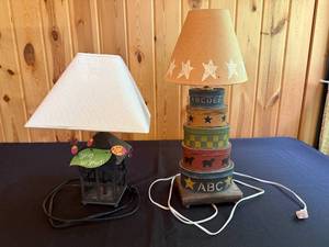 lot 58 image: Set of 2 Decorative Table Lamps with Unique Designs