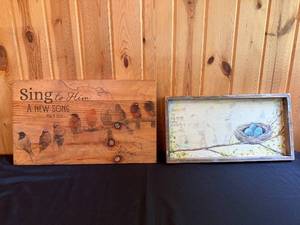 lot 63 image: Set of 2 Inspirational Wooden Wall Art Pieces