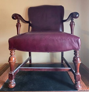 lot 83 image: Leather Armchair with Wooden Frame