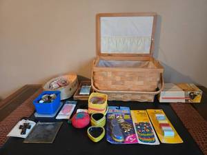 lot 85 image: Large Collection of Sewing Supplies with Wicker Basket