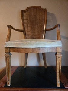 lot 88 image: Vintage Wooden Armchair with Caned Backrest