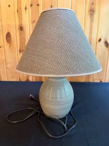 lot 100 image: Table Lamp with Textured Shade and Ceramic Base