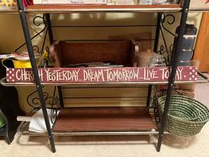 lot 103 image: Decorative Shelf with Assorted Kitchen Items