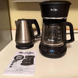 lot 122 image: Mr. Coffee 12-Cup Coffeemaker with Hamilton Beach Electric Kettle