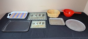 lot 129 image: Collection of Kitchen Accessories Including Trays and Baskets