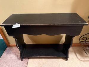 lot 132 image: Black Wooden Console Table with Shelf