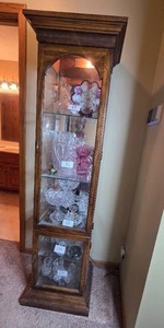 lot 140 image: Wooden Curio Cabinet with Glass Shelves - contents NOT included
