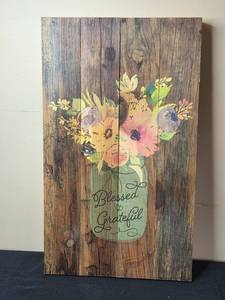 lot 143 image: P. Graham Dunn Wooden Wall Art Plaque Blessed & Grateful