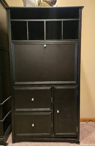 lot 165 image: Black Secretary Desk with Storage Compartments
