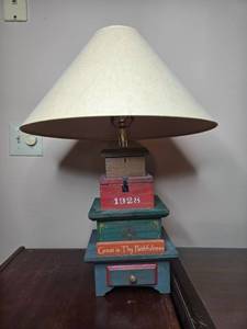 lot 173 image: Unique Table Lamp with Vintage Style Base and Great is Thy Faithfulness Design