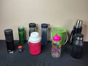 lot 193 image: Collection of Assorted Beverage Containers including Thermos and Contigo Bottles