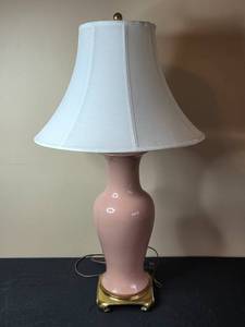 lot 212 image: Vintage Ceramic Table Lamp with White Fabric Shade