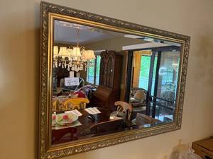 lot 230 image: Elegant Ornate Gold-Framed Mirror 28x40 Inch