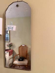 lot 231 image: Vintage Wall Mirror with Etched Top 20 x 8