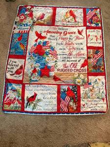 lot 238 image: Patriotic Themed Quilt Blanket by Block of Gear