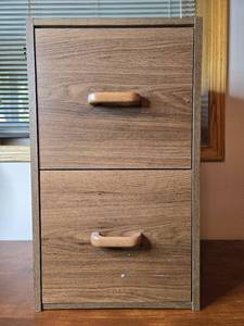 lot 244 image: Compact Wooden Two-Drawer Filing Cabinet