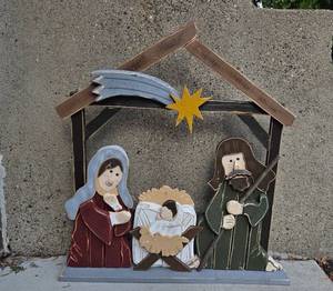 lot 258 image: Handcrafted Wooden Nativity Scene Decor by Symbol Gift Inc.