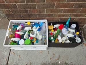lot 270 image: Large Collection of Cleaning Products with Assorted Spray Bottles and Cleaners - content quantities unverified