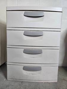 lot 279 image: Sterilite 4-Drawer Plastic Organizer Cabinet