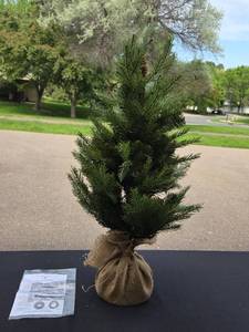 lot 295 image: Battery-Operated Tabletop Christmas Tree with Burlap Base