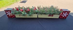 lot 317 image: Holiday Table Centerpieces with Pine and Berry Decorations
