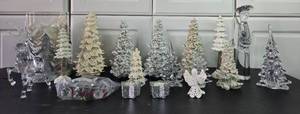 lot 327 image: Collection of Holiday Decor Glass Trees, Acrylic Figurines, and Angels