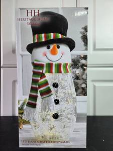 lot 329 image: Heritage Home Holiday LED Handcrafted Snowman with 10 LED Lights