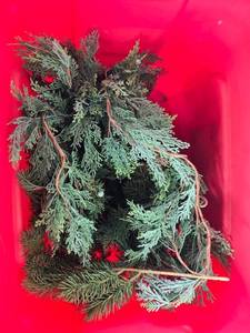 lot 330 image: Holiday Decor Bundle Christmas Garland, Hanging Decorations, and Lights