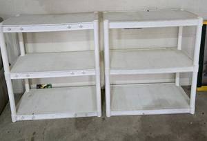 lot 341 image: Set of 2 White Plastic 3-Shelf Storage Units