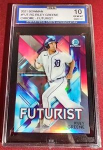 lot 13 image: 2021 Bowman Chrome Riley Greene Prospect Card - ISA 10