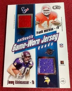 lot 20 image: 2002 Pacific Game Worn Jersey Quads Jim Kleinsasser, Etc