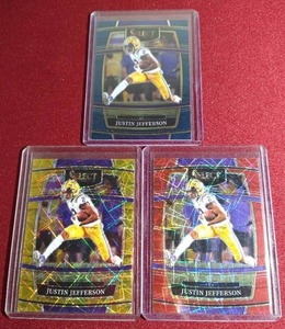 lot 23 image: (3) 2022 Select Justin Jefferson Cards - (2) Lazer Prizms