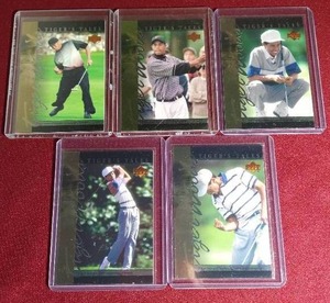 lot 35 image: (5) 2001 Upper Deck Tigers Tales Tiger Woods Rookie Cards