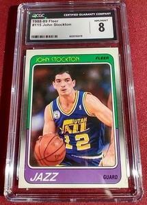 lot 36 image: 1988-89 Fleer John Stockton Card - CGC 8
